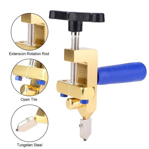 2 in 1 Glaskeramikfliesenschneider mit Messerrad Diamantrollen Schneidemaschine Offener Breaker -Werkzeuge Zubehör
