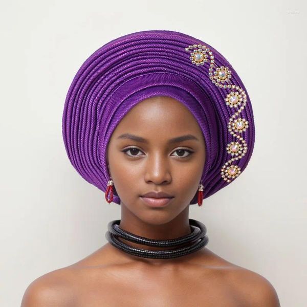 Roupas étnicas 2024 Africano Turbano Nigéria Cabeça Cabeça com diamante Já Made Gele Mulheres de Gele para Festas de Captura de Capt