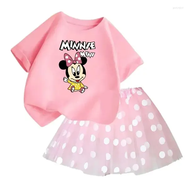 Одежда наборы детей Хлопковая футболка юбка с 2 частями для маленькой девочки Пушистая балет