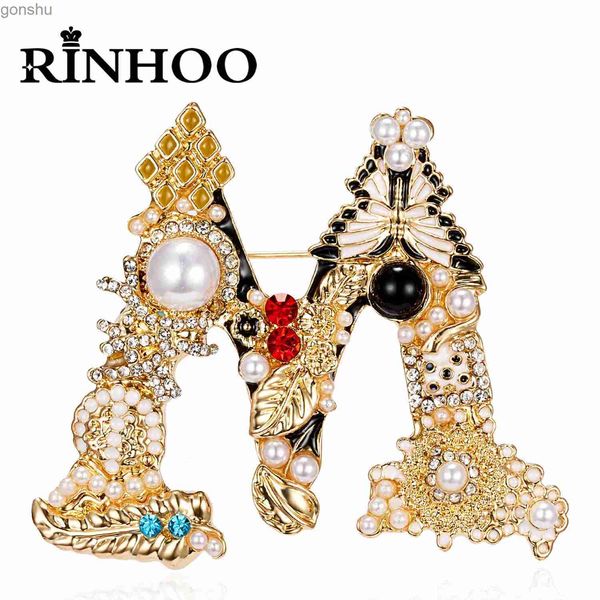 Pins Spettoni Rinhoo Vintage Rhinestone Lettera A d G S Menamel imitazione perle spille da donna alfabeto barocco Pins Wedding Jewelry WX