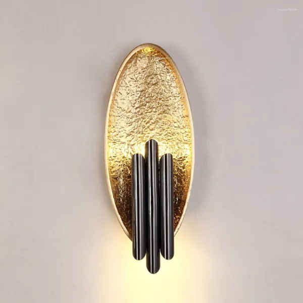Настенная лампа овальная золотая и серебряная фольга гостиная эль -коридор фон световые творческий