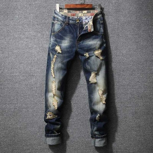 Personalità dei jeans maschile strappati maschi jeans jeans nuovi grandi dimensioni europea e americana in rovina hip hop pantaloni maschio y240507