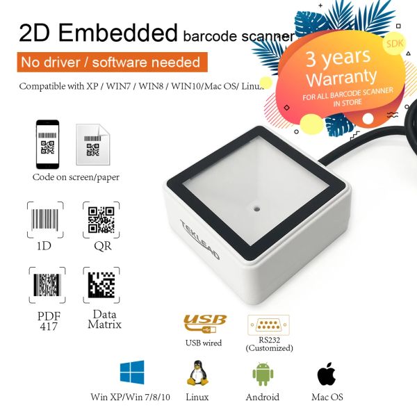 Сканеры Teklead Embedded 2D -штрих -кодовый модуль проводной USB Mini Size 1D QR -код Reader Easy в установке