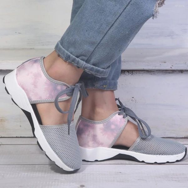 Scarpe da fitness in maglie traspirante sneaker casual appartamenti da donna ritaglio allacciato su luce sportiva comoda scarpa da corsa comoda g2