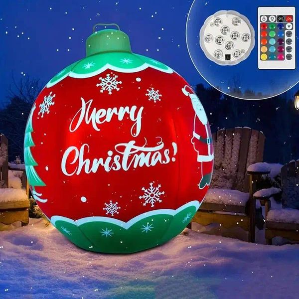 Украшения вечеринки светодиодные рождественские шарики 60 см. Надувные с удаленным водонепроницаемым 16 цветами для патио.