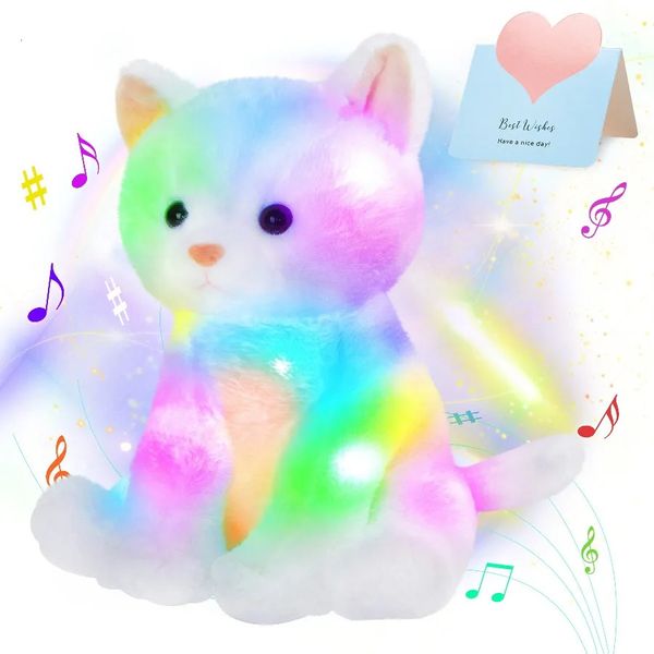 30 cm Luminoso LED LED Light Toy Cat Bambod Music Music che riempie Kawaii Sleep Throw Girl Girl Lullaby Plush Animal Children 240506