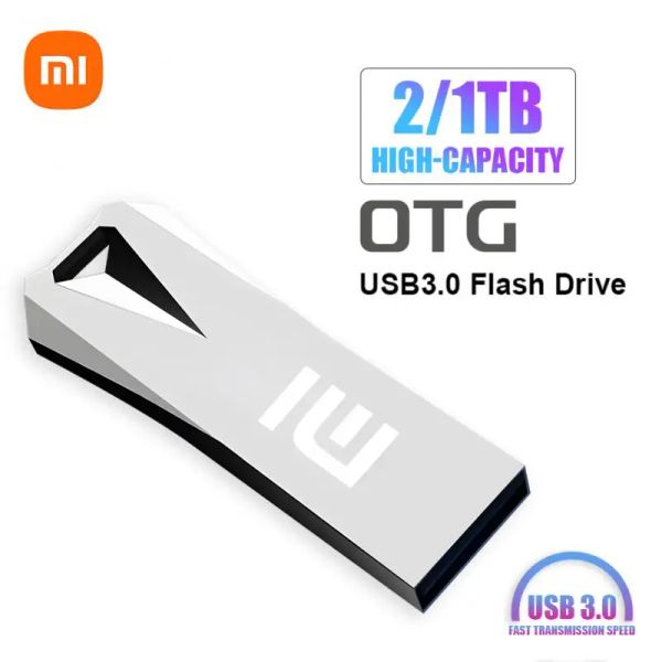 Adaptör Xioami Pendrive 2TB 1 TB Bellek Çubuğu 128GB 256GB 512GB Metal USB Flash Drive USB 3.0 Yüksek Hızlı Kalem Sürücüsü Otg CLE USB Stick