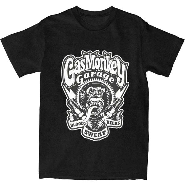 Herren T-Shirts Herren Erdgas Monkey Garage T-Shirt Interessantes Tier reines Baumwoll T-Shirt Sommer Retro Kurzärmelte T-Shirt Neuheit Customized T-Shirtl2405