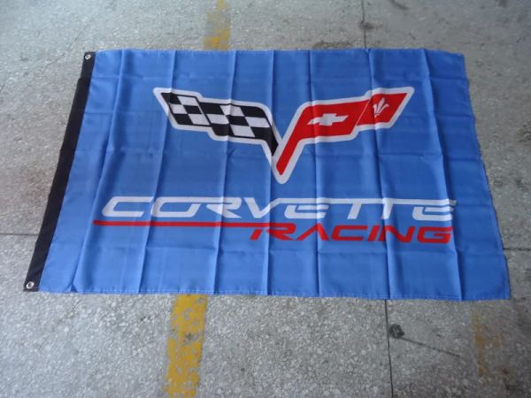 Accessori Spedizione gratuita bandiera blu Corvette, file di stampa personalizzato, dimensioni 90x150 cm, Polyster al 100%, Corvette Blue Banner