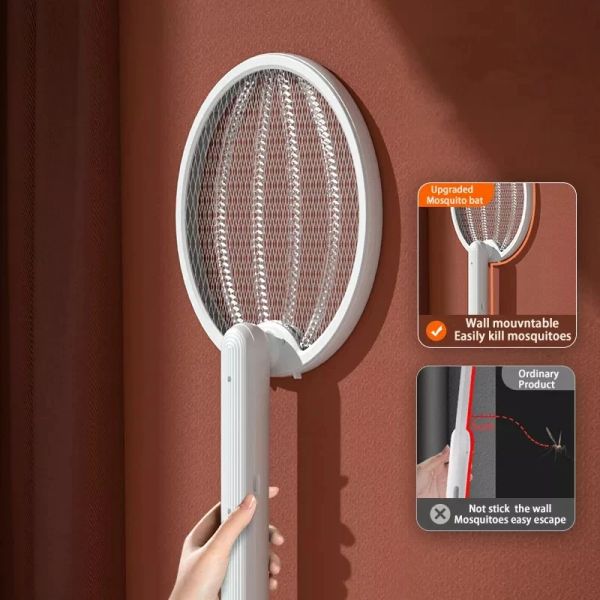 Zappers Electric Mosquito Swatter Handheld Rotatable Moskito Killerlampe Falten Sie UV Light Bug Zapper Wallmounted Lading Fly Swatter