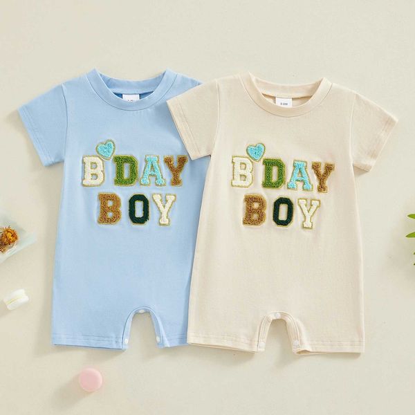 Rompers Math Clothing Boy Boy Летний комбинезон для вышивки писем новорожденный