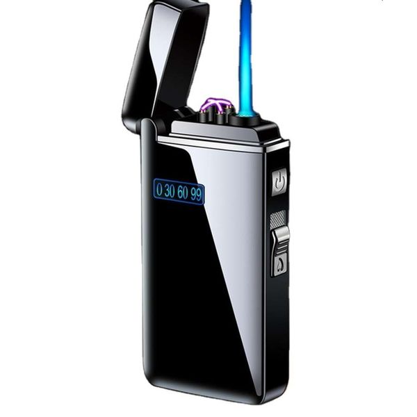 2-em 1 Multifuncional arco duplo/ tocha azul leve isqueiro USB Lanterna recarregável Facelete