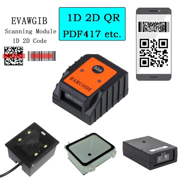 Scanners Mini Tamanho TTL RS232 Scanner de código de barras serial USB CCD/2D/QR Auto -indutio Reader Mini Module Automático Módulo Módulo Móneo