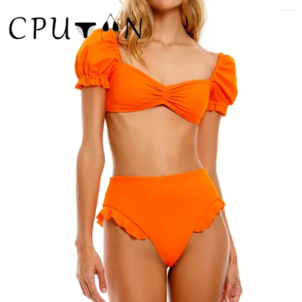 Frauen Badebekleidung Cputan 2024 High Taille Push Up Bikini Set sexy Frauen Vintage Solid Brazilian Badeanzug Badeanzug Strandbekleidung Biquini