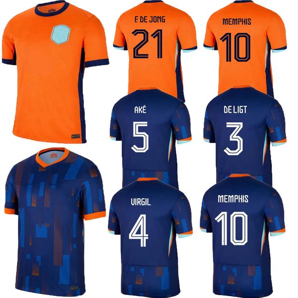 24 25 Holanda Memphis Hot Selling 2024 2025 Holland Club Jersey Jong Virgil Dumfries Bergvijn Camisa 2024 Klaassen Blind de Ligt Men Football Shirt