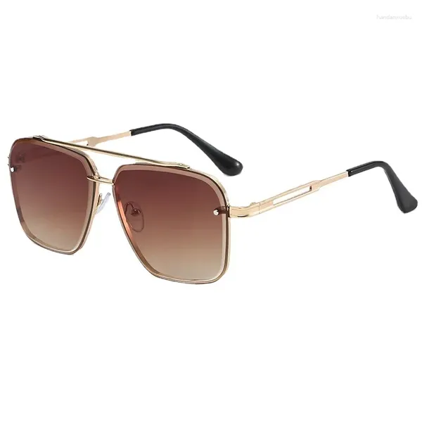 Солнцезащитные очки винтажный дизайнер гранж Y2K солнцезащитные очки женщины Тренди -стрит PO 2024 Мода Двойной Луч Металл для мужчин