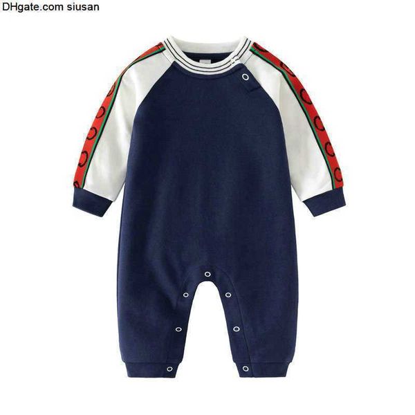 cotone kids 100% designer rompers baby boy ragazza di alta qualità abiti a maniche lunghe a maniche lunghe strisce primaverili di salto per colletto rotondo per bambini abbigliamento per bambini G0091