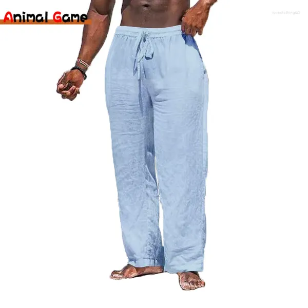 Pantaloni da uomo in lino casual pazzo di pantaloni da yoga corse leggero