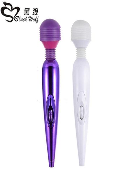 Schwarzer Wolf Langlebiger klassischer Klassiker AV Stick Vibrator Sex Produkte Super Schock Magie Zauberstab Massagelkopf für Frauen Erwachsener Sex 2018352e1925028