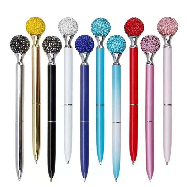 Penna a sfera Elemento all'ingrosso Crystal Roller Big Diamond Penne GEM GEM Wedding Office Forniture Gift 11 Colori punti S