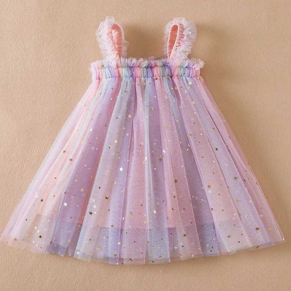 Туто платье для малыша детская девочка платье радужная блестки Tulle tutu vestidos 1-5 Y Kids День рождения вечеринка принцесса набор младенцев Summer Sweet наряды D240507