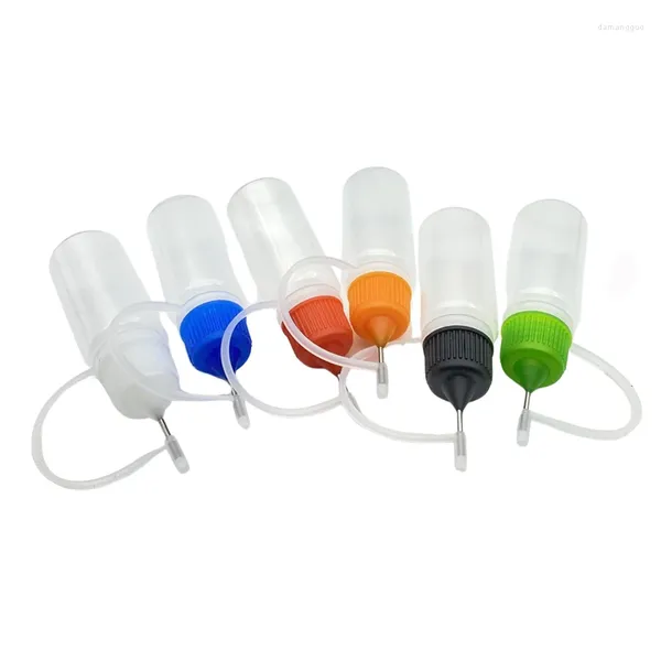 Garrafas de armazenamento 500pcs vazio garrafa de agulha de metal macio pe 10 ml frase giratório plástico com tampa de parafuso colorida recipiente