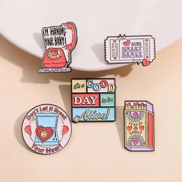 Broschen brechen nicht es lassen Sie Ihr Herz Email Pins Briefmarken Match Telefon Revers Metall Abzeichen Cartoon lustiges Schmuck Geschenk für Freunde