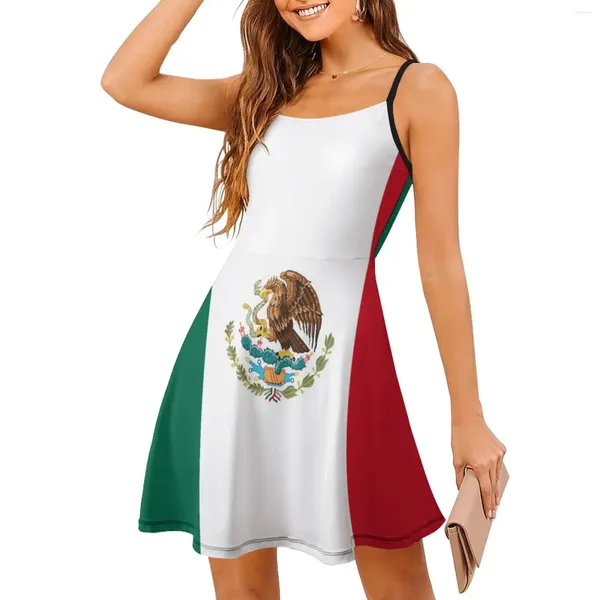 Sıradan elbiseler Meksika bayrak benzersiz seksi kadın giyim kadın sling elbise mizah grafik tatiller strappy