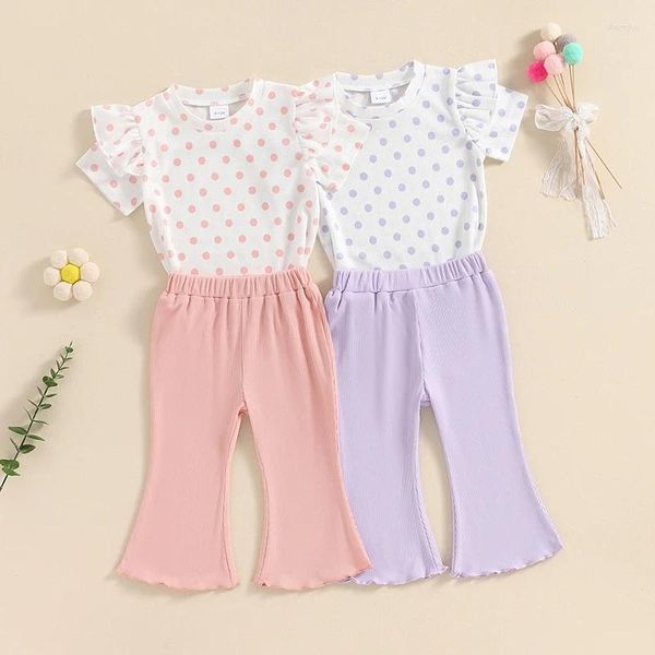 Одежда наборы Pudcoco Kids Baby Girl Summer Stipits Dot Print Футболка с коротки