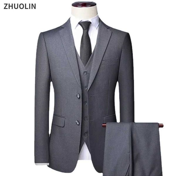 Ternos masculinos Blazers Mens Wedding Conjunto 3 peças 2 conjuntos de jaquetas elegantes calças de tampas elegantes