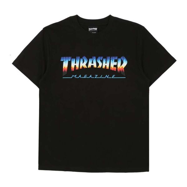 Thrasher T-Shirt Tasarımcı Tee Lüks Moda Erkek Tshirts mozaik baskılı tshirt rahat ve rahat kısa kollu