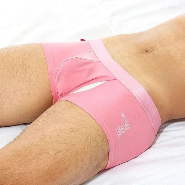 Cuecas cuecas boxer masculinas com bolsa de protuberância de bulge de baixo aumento de boxers masculinos de boxers de tamanho rosa pênis rosa pênis gay