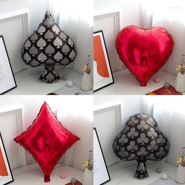 Balões de cassino de decoração de festa de festa 1pc Black Red Heart Shape