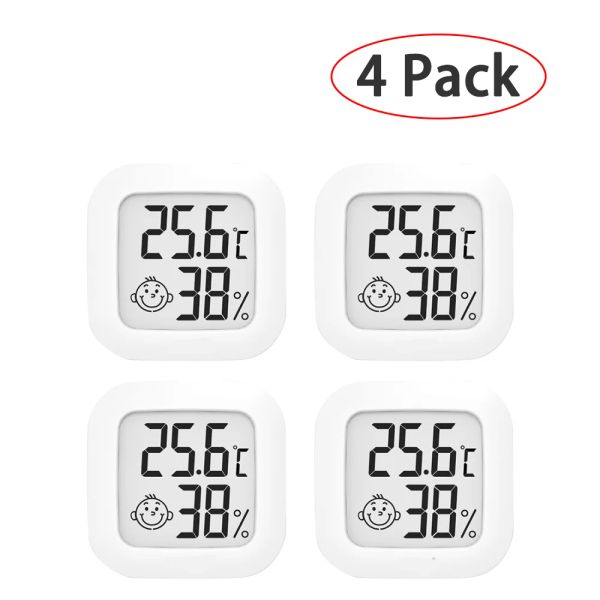 Göstergeler 4 Paket Mini İç Mekan Dijital Termometre Higrometre Set Oda Nem Gösterge Ölçer LCD Ekran Sıcaklık Nem Sensörü