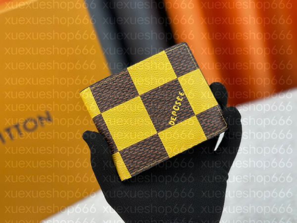 Дизайнерские сумки мужские короткие кошельки классический костюм Brazza Plaid Letter Clip Designer Men Men Casual складные портативные карты сумки для монеты