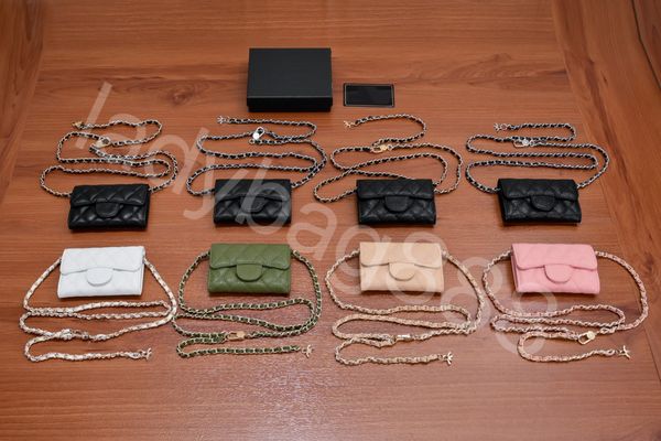 2024 Neue Luxusmarke CC Change Bag Chain Cardinhalte Classic Wallet Card Clip Caviar Cowide Sheep Belt Box