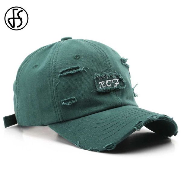 Ball Caps FS 2024 Новые летние бейсбольные шапки для мужчин женская уличная одежда хип -хоп -шапкин коричневый зеленый стильный корейский дизайнер -дизайнер Hole Hat Y240507