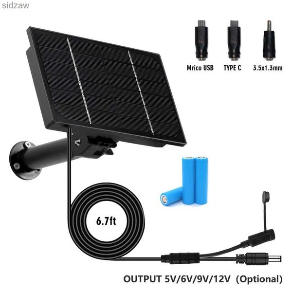 Mini-Kameras 4W Solarpanel 3-in-1 DC/Miniatur USB/Typec-Ausgang 5V 6 V 9 V 12V Solarladung mit integriertem 18650 Batterie für Sicherheitskameras im Freien WX