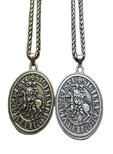 Anhänger Halsketten Männer Amulett Schmuck Wikinger Doppelkrieg Pferd Griechischer Latin Ritter Templer exquisite Gedenkkette Shi3708741