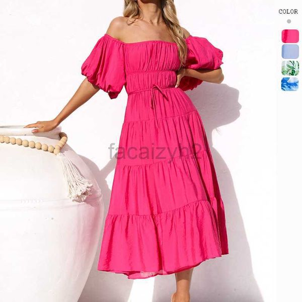 Designer -Kleid Sommer Neue Blasenhülle plissierte hohe Taille Kleid für Frauen ohne Gürtel Pluspual -Größe Kleider