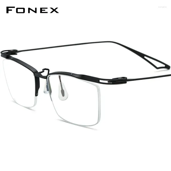 Occhiali da sole cornici fonex in titanio occhiali in cornice per uomini semi semi senza bordo vetri quadrati 2024 Half Eyewear F98640