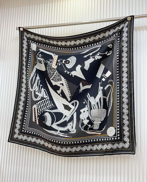 Lenço de lenço de grife lenço de cabeça de seda para mulheres ombro de bagagem de bagagem lenços luxuosos de xale de cavalo envoltórios de 90 cm de anel