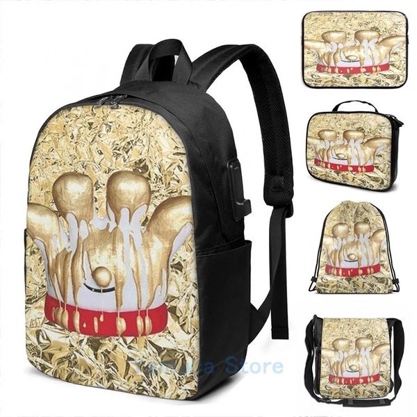 Rucksack lustiger Grafikabdruck Hamburger Helfer USB -Ladung Männer Schultaschen Frauen Bag Travel Laptop