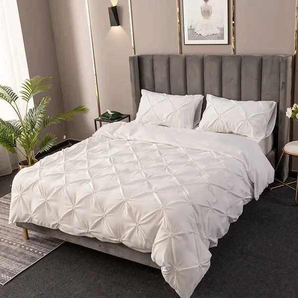 Conjunto de roupas de cama de alta qualidade em splicing plissado com tampa de edredão de plata