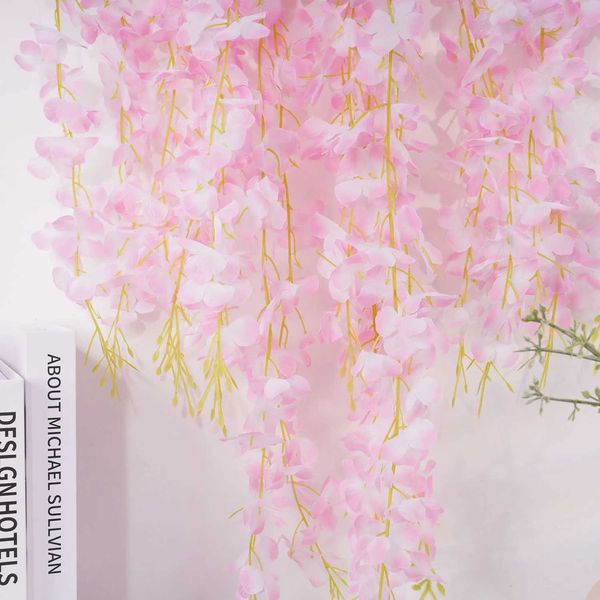 Fiori decorativi ghirlande da 110 cm Wisteria Vine Fiori artificiali all'ingrosso Fallo fiore finto per decorazioni per feste di nozze Fiori della casa Decorazione