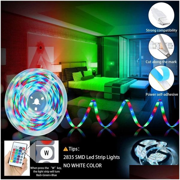 LED -Streifen 5 V USB Strip Light 2835 DC LEDs Leuchten flexibel 1m 2m 5 m Weiß warm für TV -Hintergrundbeleuchtung Nachtlampe Drop Lieferung Hol Dhqmd