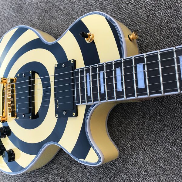 Лучший Zakk Wylde Bullseye Cream Black Electric Guitar EMG 8185 Пикапы золотой фермы крышка стержня белая швабрь.