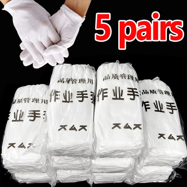 Luvas Luvas de algodão branco Luvas de trabalho protetor Mãos secas manuseio de filme Spa Mittens cerimonial Ferramentas de limpeza domésticas de luvas altas altas