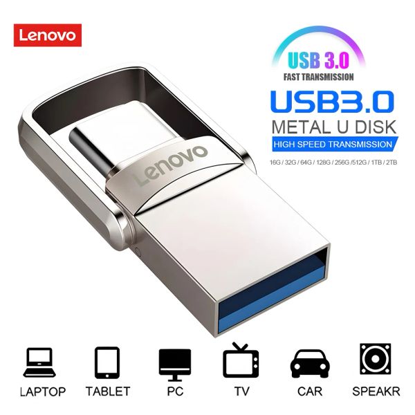 Adattatore Lenovo 2in1 Super Mini USB Flash Drive da 256 GB USB 3.0 Pen Drive 1Tb 2Tb Otg Typec 512 GB Regola di regalo USB per laptop/telefono