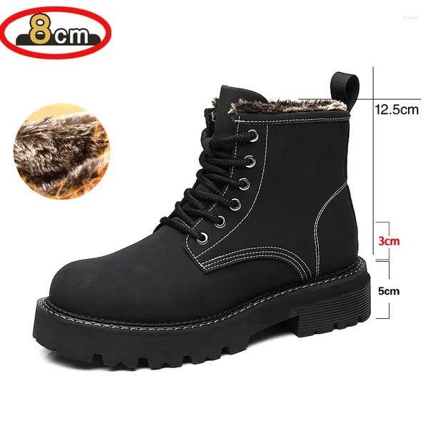 Botas 8cm Aumentar homens Trabalho Segurança Homem Homem Homem de Inverno Bott Zipper Men's Healned tornozelo 38-44